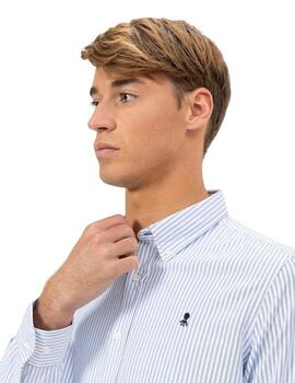 El Pulpo Camisa Oxford Cuello Botón Rayas Azul