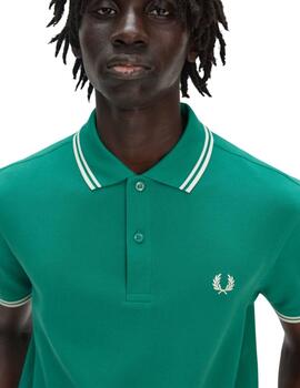 Fred Perry  Polo Label Green/Ecru