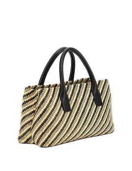 Guess Bolso Simona Small Satchel  Natural/Black