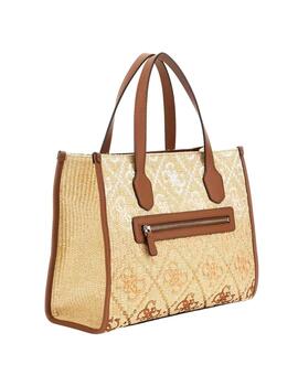 Guess Bolso Silvana 2 Comp Tote Cognac Logo