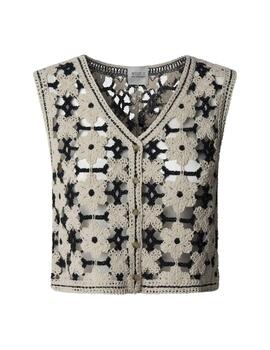 Pepe Jeans Chaleco Crochet Olivia Mousse White