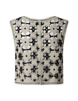 Pepe Jeans Chaleco Crochet Olivia Mousse White