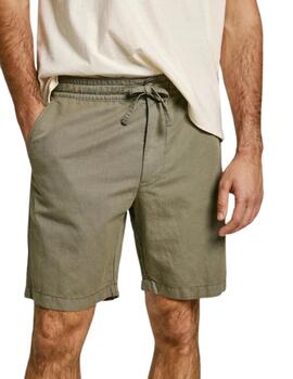 Pepe Jeans  Relaxed Linen Smart Shorts Stone Green