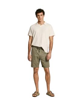Pepe Jeans  Relaxed Linen Smart Shorts Stone Green