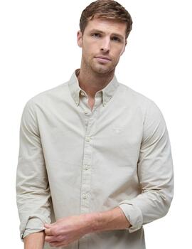 Barbour Garment Dyed Poplin Tailored Fit S Oatmeal