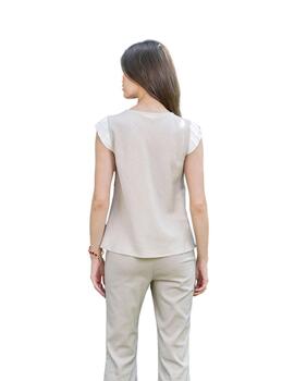 Hongo Blusa bicolor detalle lateral rosa