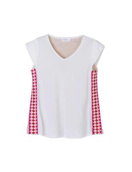 Hongo Blusa bicolor detalle lateral rosa