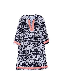 Hongo Vestido Negro estampado cinta fluor