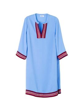 Hongo Vestido Azul con cinta étnica