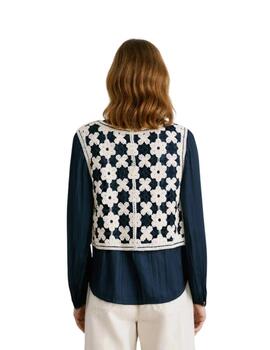 Pepe Jeans Chaleco Crochet Olivia Mousse White