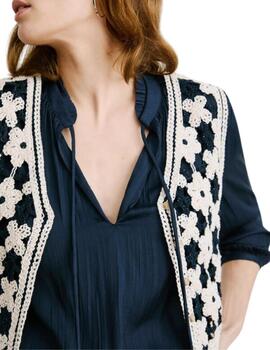 Pepe Jeans Chaleco Crochet Olivia Mousse White
