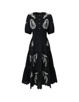 Pepe Jeans Vestido Midi Popelín detalles Black