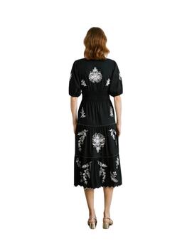 Pepe Jeans Vestido Midi Popelín detalles Black