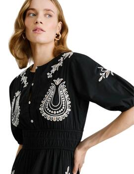 Pepe Jeans Vestido Midi Popelín detalles Black