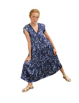 Guitare Vestido Midi sin mangas y escote pico azul