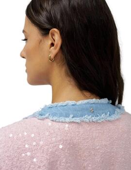 Salsa Cazadora Tweed con lentejuelas Rosa