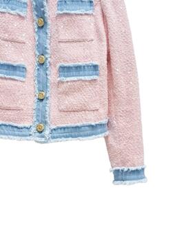 Salsa Cazadora Tweed con lentejuelas Rosa