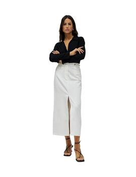 Salsa Falda True Midi vaquera Blanca