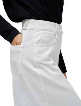Salsa Falda True Midi vaquera Blanca