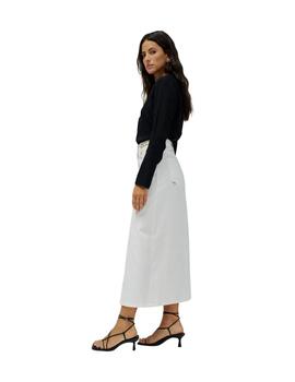 Salsa Falda True Midi vaquera Blanca