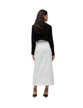 Salsa Falda True Midi vaquera Blanca