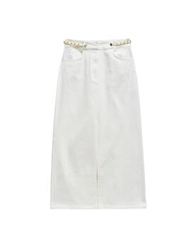 Salsa Falda True Midi vaquera Blanca