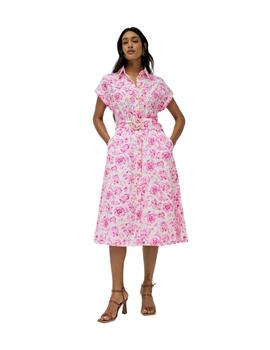 Salsa Vestido Camisero bordado inglés Rosa