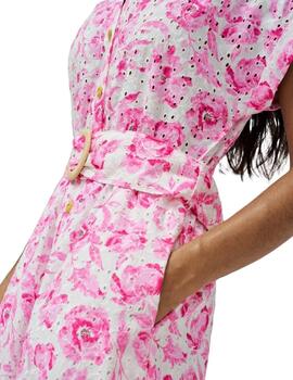 Salsa Vestido Camisero bordado inglés Rosa