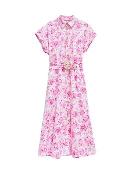 Salsa Vestido Camisero bordado inglés Rosa