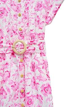 Salsa Vestido Camisero bordado inglés Rosa