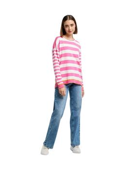 Frieda Jersey Rosa de Rayas blancas