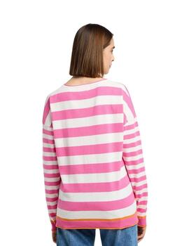 Frieda Jersey Rosa de Rayas blancas