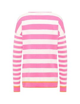 Frieda Jersey Rosa de Rayas blancas
