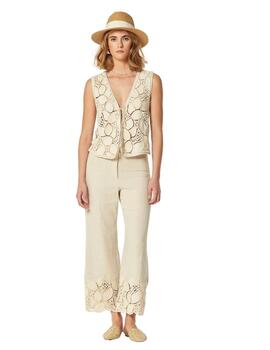 Oky Pantalón Sinka Guipur Algodón Marfil