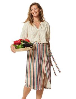 Oky Top Bamak Jacquard En Voile De Lino Beige