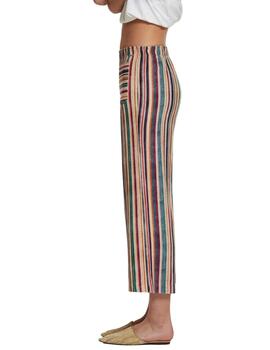 Oky Pantalón Gambal Lino Rustico Rayas Multicolor