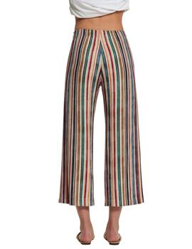 Oky Pantalón Gambal Lino Rustico Rayas Multicolor