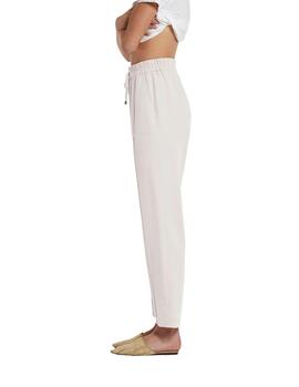 Oky Pantalón Tranta Viscosa Lino Blanco