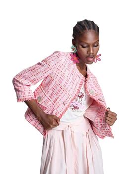 Alba Conde Chaqueta Estilo Chanel Rosa