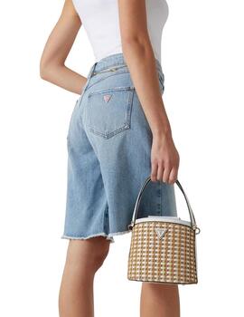 Guess Bolso Atalia Crossbody Bucket Natural/White