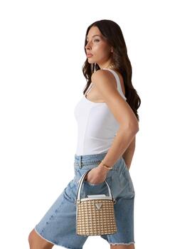 Guess Bolso Atalia Crossbody Bucket Natural/White