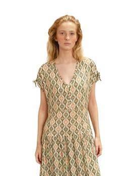 Guitare Vestido Midi Estampado verde y naranja