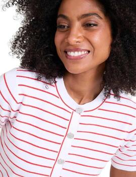 Naf Naf Cardigan manga corta Rojo rayas