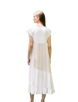 Hongo Vestido largo bicolor Crudo