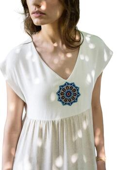 Hongo Vestido largo bicolor Crudo