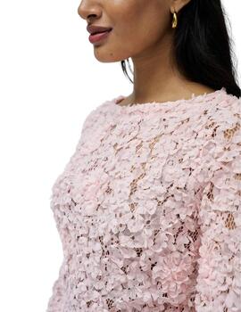 Salsa Jersey Texturizado con flores Rosa