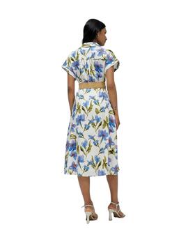 Salsa Vestido Camisero estampado Azul Claro