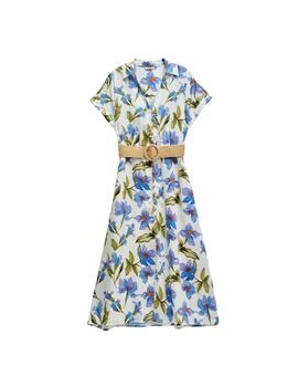 Salsa Vestido Camisero estampado Azul Claro