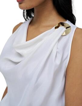 Salsa Top Drapeado detalle metálico Blanco