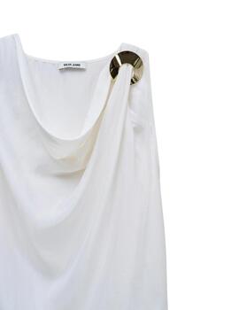 Salsa Top Drapeado detalle metálico Blanco